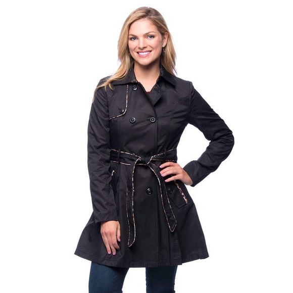 Betsey Johnson Trench w/Leopard Piping - Picture 3 of 4